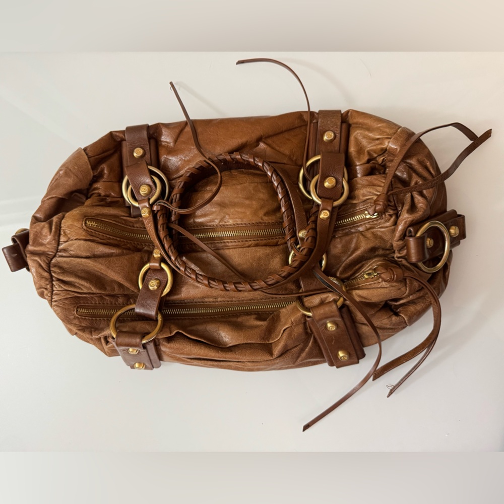 Francesco Biasia Tan and Brown Patterned Bag